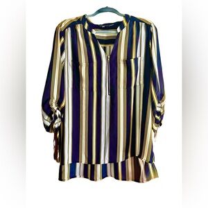 Jessica Rose Women's Blue, Yellow, & White Stripped Blouse Size XL